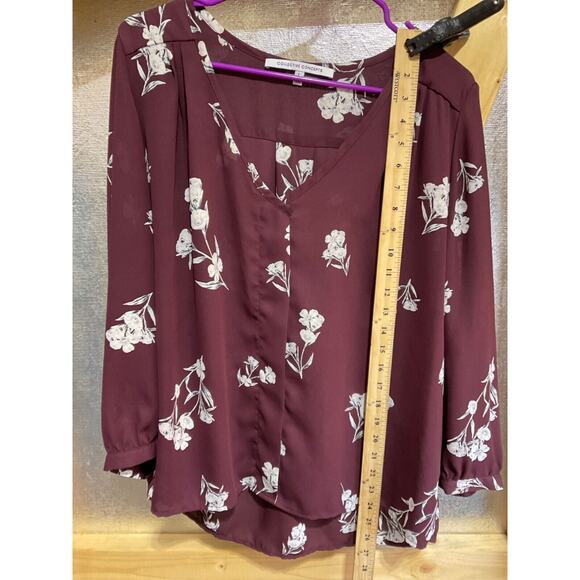 Collective Concepts Sheer Floral Long Sleeve Large Top V-Neck Lightweight - Picture 3 of 6